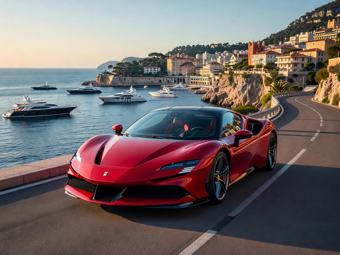 Ferrari SF90 XX Stradale finished in glossy racing red parked in Monte Carlo