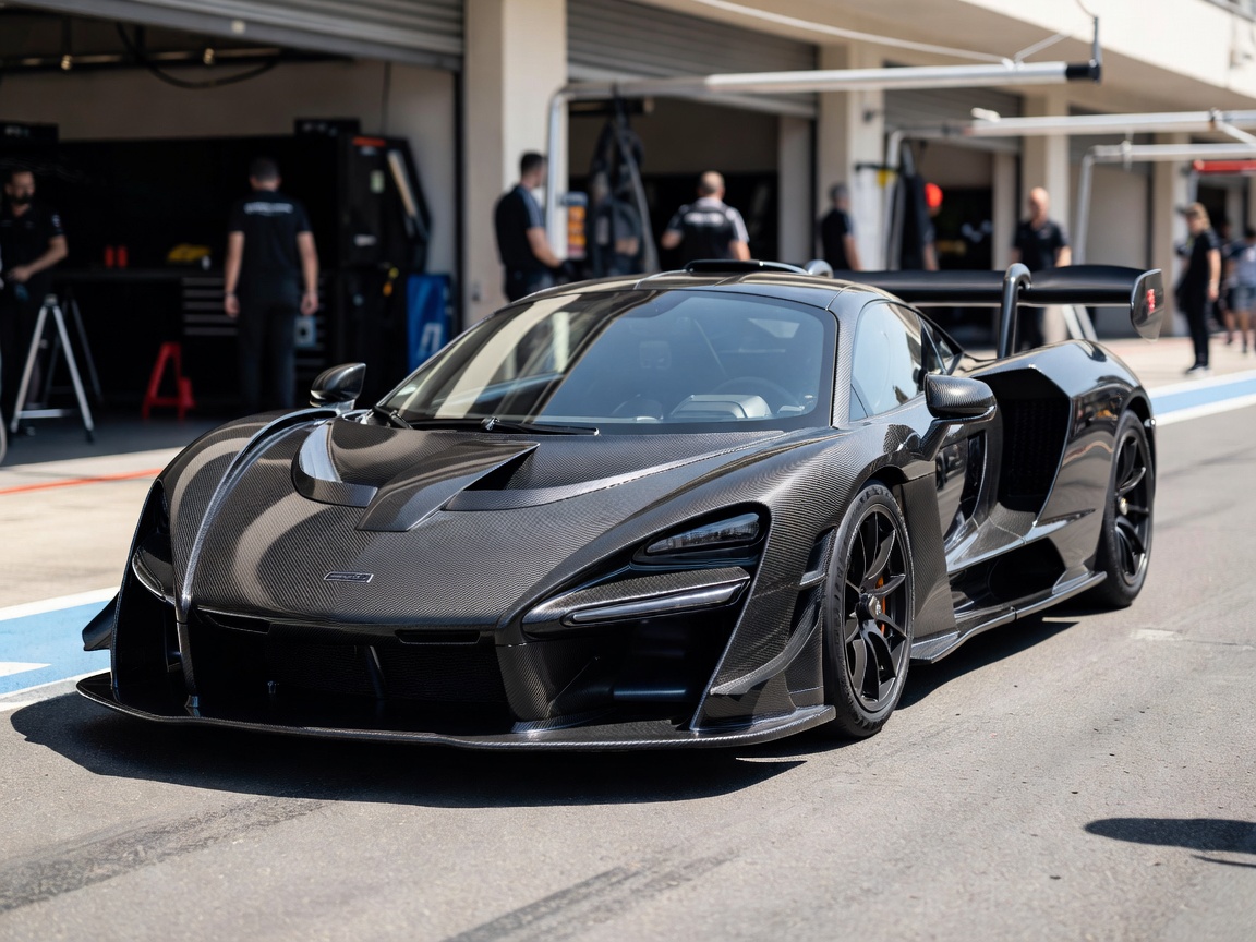 McLaren Senna track hypercar carbon aero in Monaco pit lane